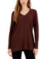 Фото #1 товара Women's Seamed-Front Button-Cuff V-Neck Sweater