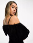 Фото #2 товара & Other Stories off-shoulder velvet mini dress in black