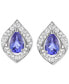 ფოტო #3 პროდუქტის Tanzanite (3/4 ct. t.w.) & Lab-Grown White Sapphire (1/3 ct. t.w.) Pear Halo Stud Earrings in Sterling Silver