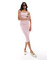 Фото #1 товара Vero Moda ribbed jersey midi dress in pink stripe