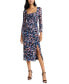 Women's Printed Power-Mesh Square-Neck Midi DressS