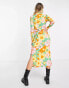 Only midi side split shirt dress in 70s floral