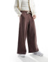 Фото #2 товара ASOS DESIGN super wide leg trousers in brown