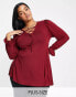 Фото #2 товара Yours Exclusive lace up top in burgundy