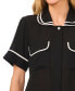 Фото #3 товара Women's Double Collar Tipped Short Sleeve Blouse