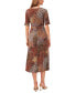 ფოტო #2 პროდუქტის Petite Printed Button-Front Midi Dress