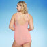 Фото #4 товара Women's Full Coverage Pucker Textured Square Neck One Piece Swimsuit - Kona Sol