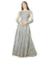 Women's Lace Ball Gown with Long Sheer Sleeves