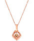 Chocolate Diamond (1/3 ct. t.w.) & Nude Diamond (1/4 ct. t.w.) Geometric Halo 18" Pendant Necklace in 14k Rose Gold