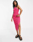 Фото #4 товара Topshop knitted v -neck dress in pink