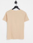 NA-KD cotton logo print oversized t-shirt in beige - BEIGE