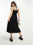 ASOS DESIGN Petite scoop neck strappy midi with side seam detail in black