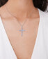 Фото #2 товара Macy's cubic Zirconia Cross Pendant Necklace in Silver Plate