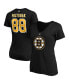 ფოტო #1 პროდუქტის Women's David Pastrnak Black Boston Bruins Plus Size Name and Number V-Neck T-shirt