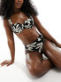 New Look printed balconette bikini top in black