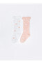 Desenli Kız Bebek Diz Altı Çorap 2'li