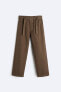 Belted cotton - hemp trousers