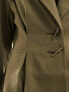 Фото #5 товара ASOS DESIGN pleated nipped waist blazer in khaki