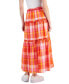 ფოტო #2 პროდუქტის Women's Cotton Plaid-Print Ruffle-Trim Maxi Skirt