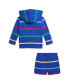 Baby Boys Striped Fleece Henley Shirt and Shorts Set