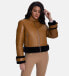 ფოტო #3 პროდუქტის Women's Fashion Jacket, Tan With Black Wool