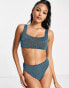 ASOS DESIGN Fuller Bust mix and match supportive crop bikini top in blue glitter US 30 E/F - фото #6