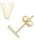 ფოტო #3 პროდუქტის Initial Stud Earrings in 10k Gold