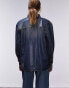 Topshop denim coated shirt in deep sea wash