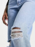 Only – Celeste – Locker geschnittene Jeans in Hellblau mit hohem Bund und Used-Look