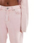 Liquor N Poker mid rise baggy fit jeans in pink acid with knee rip