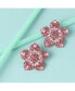 ფოტო #3 პროდუქტის Women's Pink Embellished Flower Stud Earrings