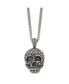 Фото #3 товара Stainless Steel Antiqued Skull Pendant on a Curb Chain Necklace