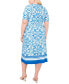 Фото #2 товара Plus Size Printed Border-Trim V-Neck Midi Dress