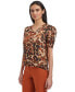 ფოტო #3 პროდუქტის Women's Animal-Print Short-Sleeve Top