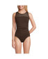 Women's Chlorine Resistant Smoothing Control Mesh High Neck One Piece Swimsuit