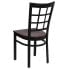 Фото #2 товара Hercules Series Black Window Back Metal Restaurant Chair - Mahogany Wood Seat