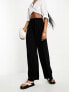 ASOS DESIGN Tall tie belt wide leg trouser culottes in black 34 - фото #10