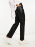 New Look faux leather straight leg trousers in black