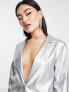 Фото #4 товара I Saw It First metallic oversized dad blazer co-ord in silver