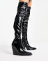 Фото #4 товара ASOS DESIGN Kansas heeled western over the knee boots in black patent