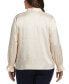 ფოტო #2 პროდუქტის Plus Size Tie Front Long Sleeve Blouse