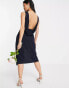 Фото #2 товара TFNC Petite bridesmaid cowl back midi dress with split in navy