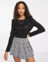Фото #2 товара New Look knitted frill detail jumper in black