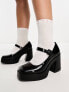 Фото #7 товара ASOS DESIGN Wide Fit Pound platform mary jane heeled shoes in black