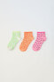 Pack of three pairs of fruit print short socks