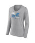 Women's Gray Detroit Lions 2023 NFC North Division Champions Conquer V-Neck Long Sleeve T-shirt