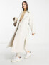 ASOS EDITION belted longline wool mix coat in cream