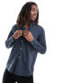 AllSaints Hermosa long sleeve fitted shirt in dark blue