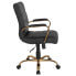 Фото #1 товара Mid-Back Black Leather Executive Swivel Chair With Gold Frame And Arms