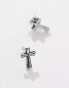 Faded Future cross stud earrings in silver